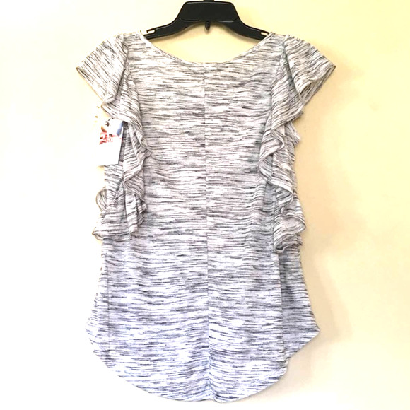 Elegantees Blaire Ruffle Sleeve Black Multi Tank S - Picture 3 of 9